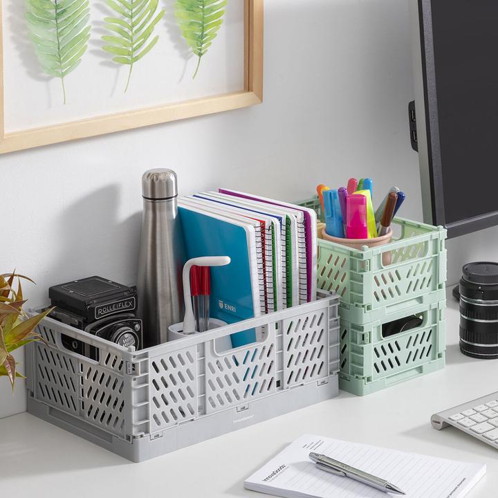 Productafbeelding InnovaGoods 3x stapelbare en opvouwbare opbergdozen (20 x 15 x 9 cm, 30 x 20 x 12 cm)
