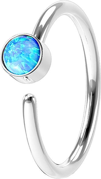 Star Piercing Micro Piercing Ring silber mit Opal blau (Chirurgenstahl 316L, ohne Messing)