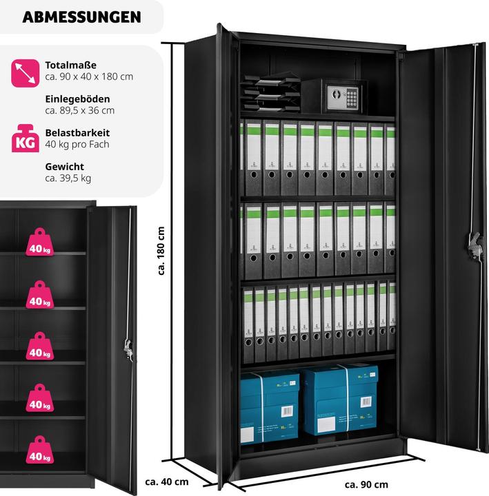 Actual product image tectake Filing cabinet (90 x 40 x 180 cm)