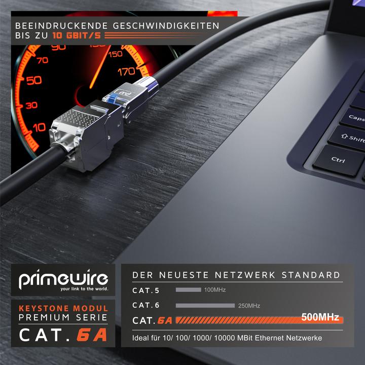 Immagine prodotto Primewire Modulo Keystone CAT.6a per cavo LAN collegabile in campo, presa RJ-45 per cavo di rete (Modulo Keystone)
