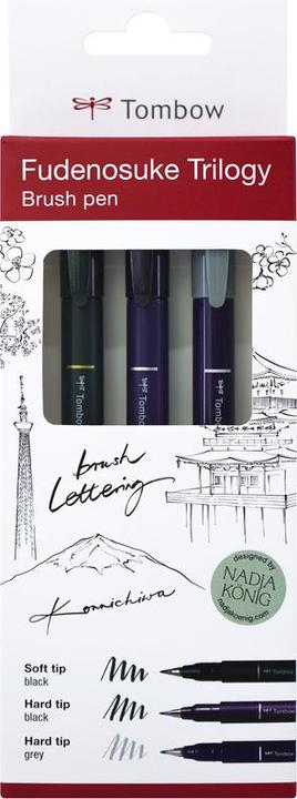 Produktbild Tombow Fudenosuke Triology Set (Schwarz, 0.60 mm, 3 x)