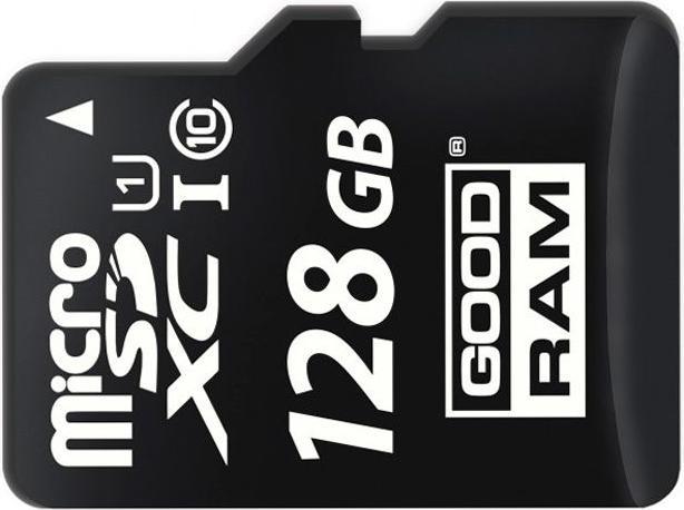 Actual product image Goodram M1AA-1280R12 - 128 GB - MicroSDXC - Class 10 - UHS-I - 100 MB/s - 10 MB/s (128 GB, microSDXC, U1, UHS-I)