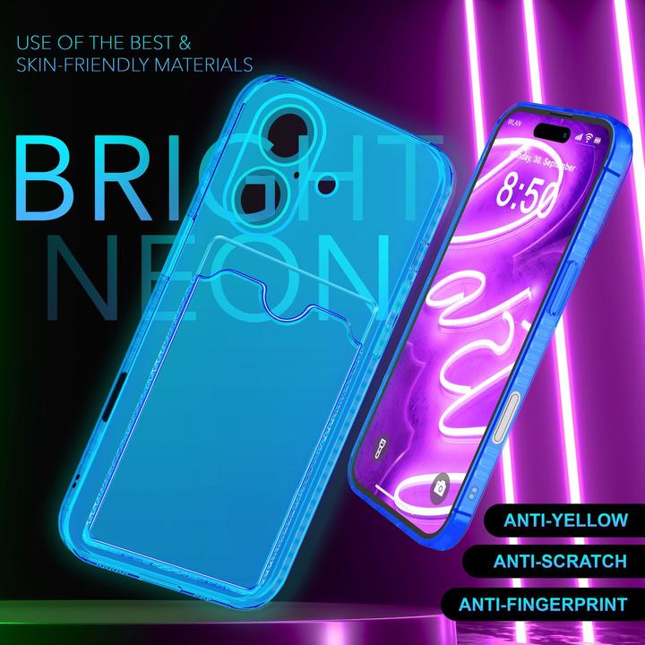 Actual product image Nalia Clear transparent neon silicone cover card holder (Apple iPhone 16 Plus)