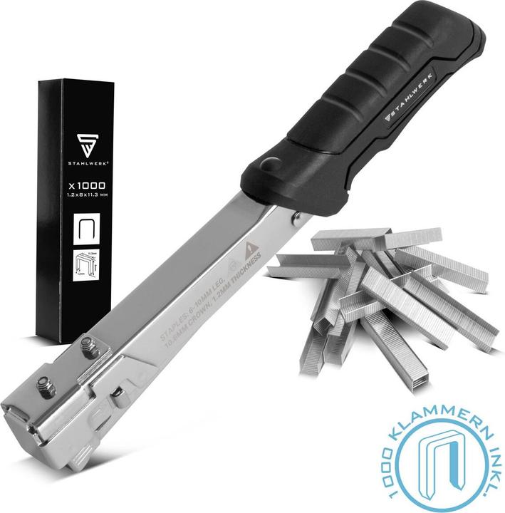 Produktbild Stahlwerk Hammertacker Schlagtacker Handtacker Klammergerät + 1000 Klammern