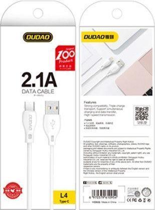 Image du produit Dudao cable USB Type C 2.1A 2m white (L4T 2m white) (2 m, USB 2.0)