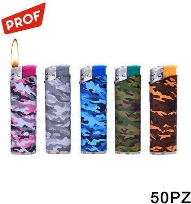 Produktbild PROF Feuerzeug CAMOUFLAGE, 5 Farben sortiert im Disp.