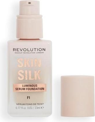 Actual product image Makeup Revolution Skin Silk Serum Foundation Light to Medium Coverage with Hyaluronic Acid 23ml (F1)