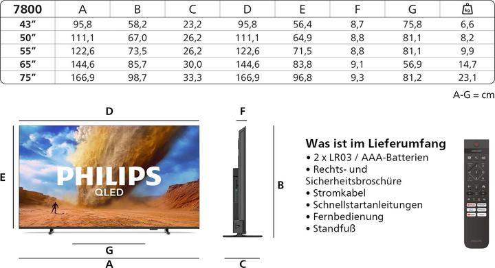 Immagine prodotto Philips 65PUS7800/12 (65", PUS7800, QLED, 4K, 2025)