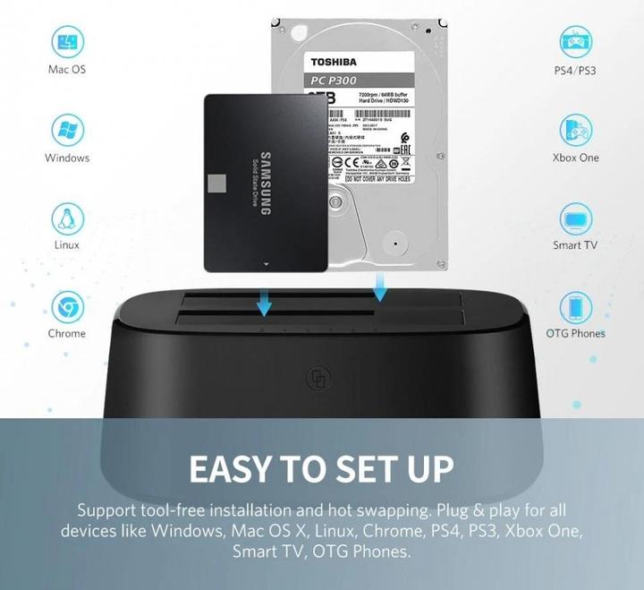 Produktbild Ugreen SATA Hard Drive Docking Station für 2.5" und 3.5" SSD HDD