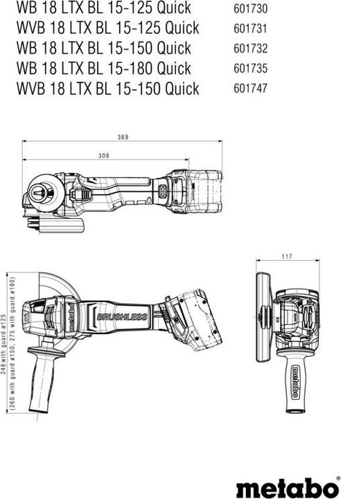 Produktbild Metabo WB 18 LTX BL 15-125 Quick (125 mm)