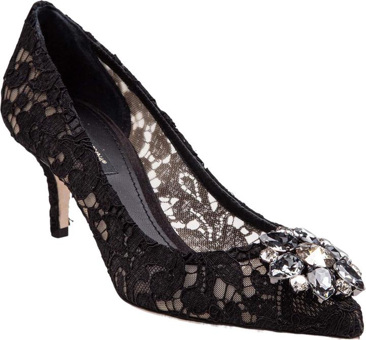 Actual product image Dolce & Gabbana bellucci black lace pumps with crystal application (38)
