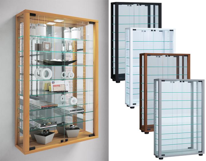 Actual product image VCM Collection Wall Display Case Wood Glass Vitrosa Mini Mirror (59 x 18 x 91 cm)