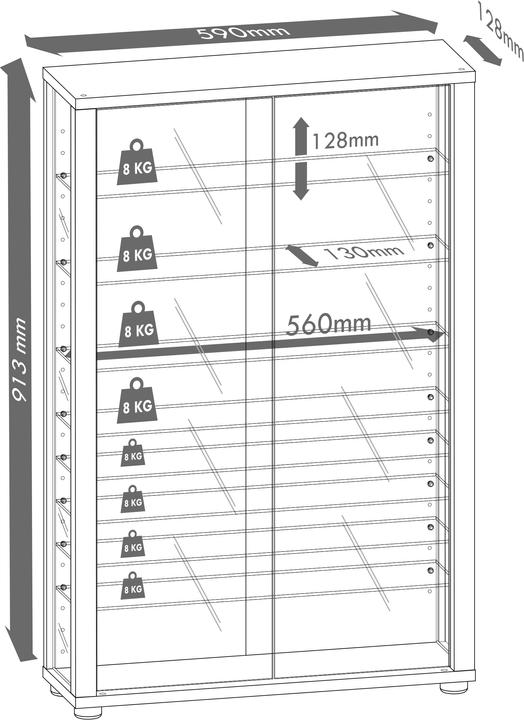 Produktbild VCM Sammel Wandvitrine Holz Glas Vitrosa Mini Spiegel (59 x 18 x 91 cm)