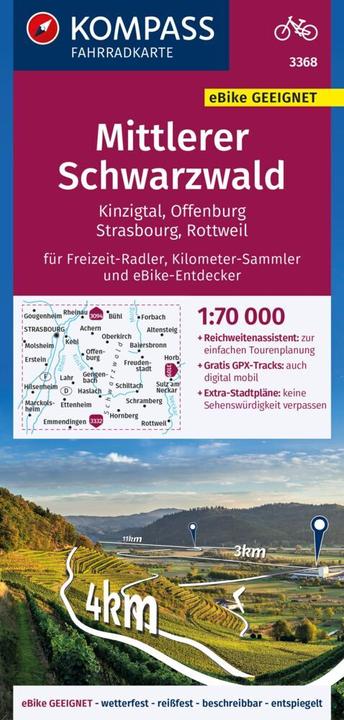 Produktbild Fahrradkarte 3368 Mittlerer Schwarzwald, Kinzigtal, Offenburg, Strasbourg 1:70.000