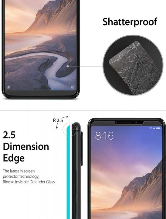 Actual product image Screenguard Xiaomi Mi Max 3 bulletproof glass protective film Case Friendly Design (1 Piece, Mi Max 3)