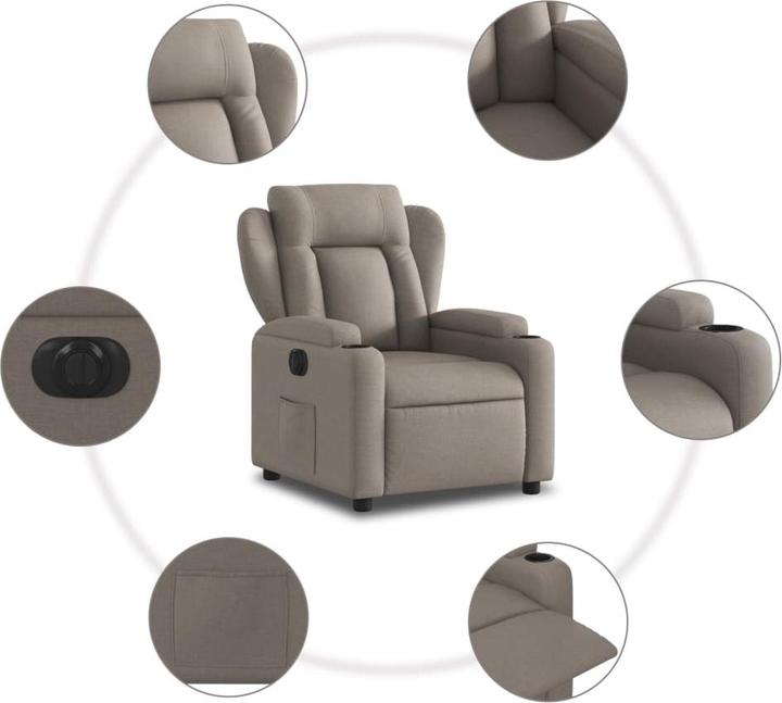 Actual product image VidaXL Recliner armchair reclining armchair recliner armchair electric taupe fabric