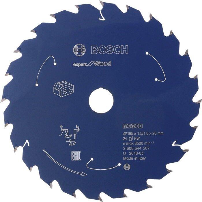 Bosch Professional Zubehör Akku-Kreissägeblatt Expert for Wood, 165 x 1,5/1 x 20, 24 Zähne