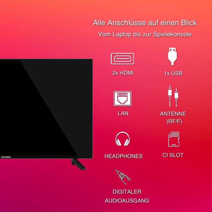 Actual product image Telefunken D32F751X7CW 32-inch Smart TV (Full HD, HDR, triple tuner, 6 months HD+ included) (32", LED, Full HD, 2024)