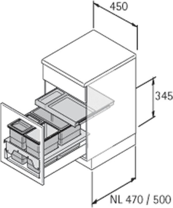 Produktbild Hettich Abfalltrennsystem 2x8 L / 18 L InsertFlex 450 ant (18 l)