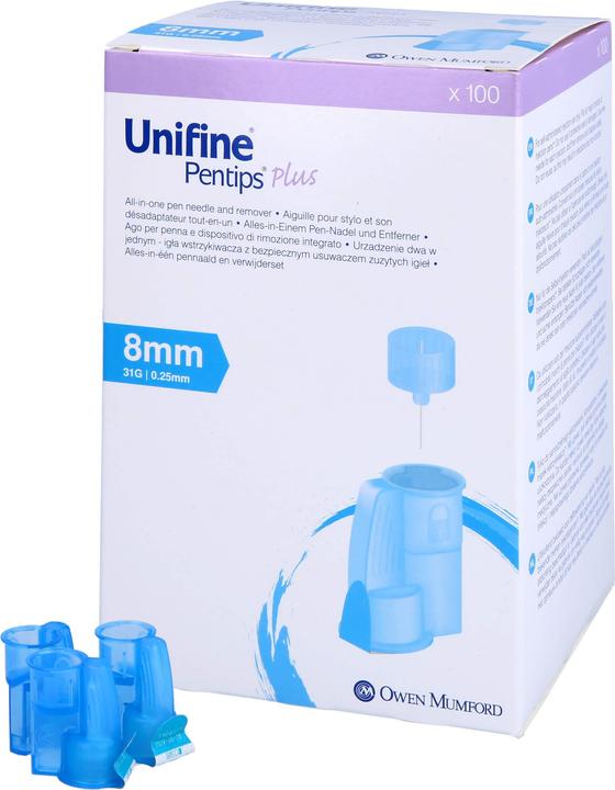 Actual product image Unifine Pentips Plus Pennadeln Insulin-Injektor 31G 0.25x8mm hellblau steril 100 Stk (Pen needles + disposable needles)