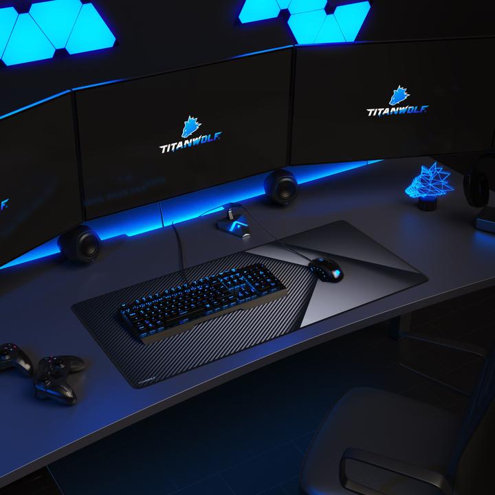 Actual product image Titanwolf Gaming Mouse Pad, 900 x 400mm XXL Mouse Mat, improves precision & speed, Carbon (XXL)