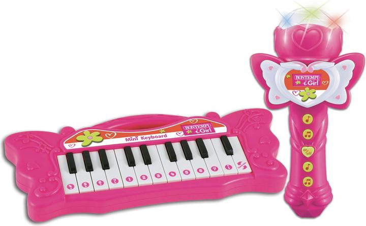 Actual product image Bontempi Mini Butterfly Keyboard with Karaoke Microphone - Pink