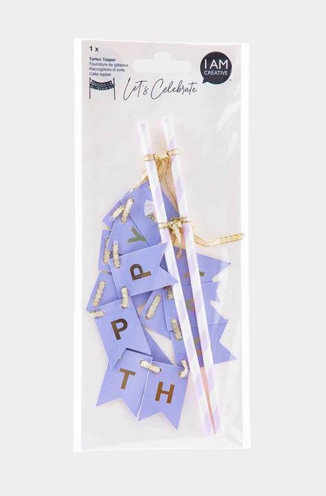 Produktbild I Am Creative Torten Topper Birthday, lavendel/gold, 1 Stück