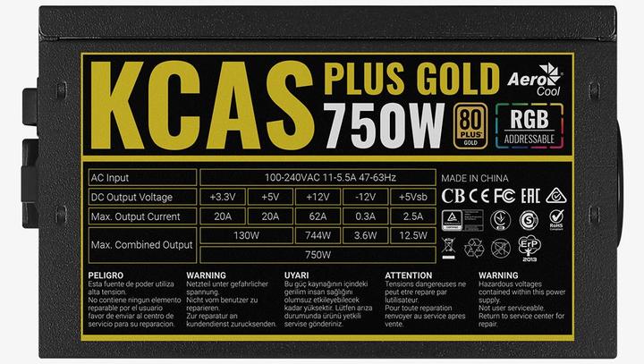 Image du produit AeroCool KCAS PLUS GOLD 750W - 750 W - 100 - 240 V - 47 - 63 Hz - 11-5.5 A - 130 (750 W)