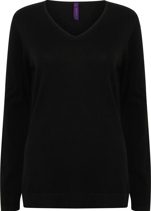 Image du produit Henbury Pull en maille fine avec encolure en V (S)