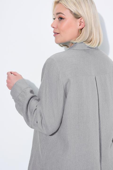 Produktbild Ulla Popken Bluse, Leinen, offener Kragen, Langarm (62)