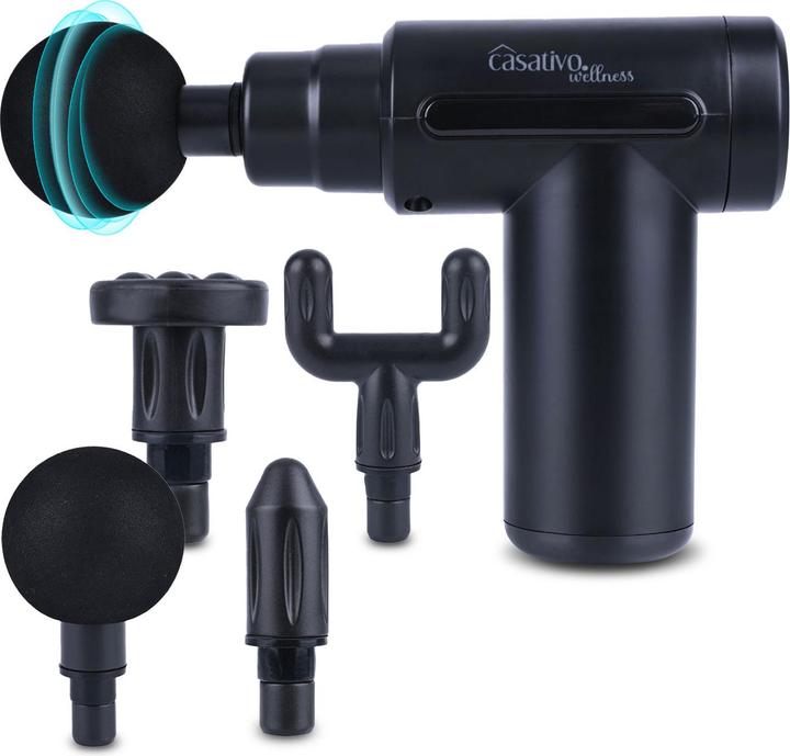 Casativo Kompakte Hand-Massagepistole, Akku, mit 4 Aufsätzen, USB-C, 25 W