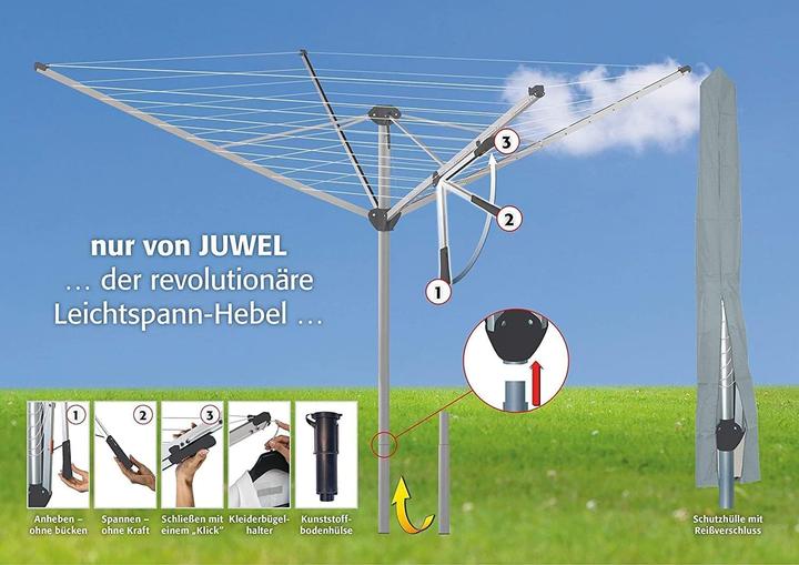 Produktbild Juwel Wäscheständer / Wäschespinne Novastar 500 Compact leichtes Öffnen dank Leichtspann-Hebel, wi