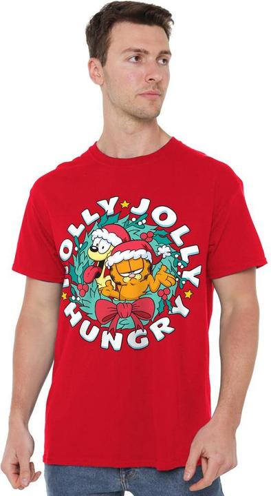 Immagine prodotto Garfield Holly Jolly Hungry Maglietta Natale Odie Uomo (L)