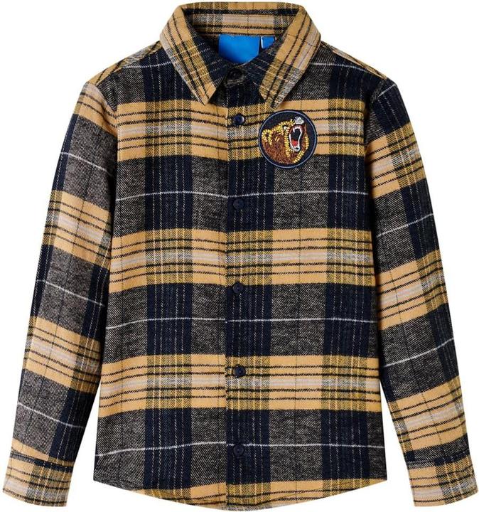 VidaXL Kinderhemd Kariert Gelb und Schwarz 140,Material: 100 (140)