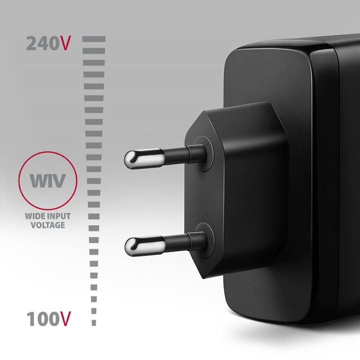 Actual product image Axagon ACU-DPQ100, GaN nabíječka do sítě, 3x port (USB-A + dual USB-C), PD3.0/PPS/QC4+/Apple (100 W)