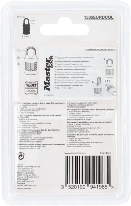 Produktbild Master Lock Zahlenschloss 1535EURDCOL