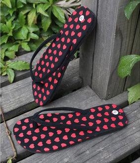 Hermex Women Sexy Flip Flop Sandalen Sandaletten Flipflop Schwarz Rot Herz/ Grösse 38 (38)