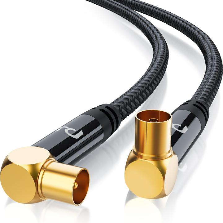 Produktbild Primewire HDTV Antennenkabel gewinkelt mit Braiding, Premium Koaxialkabel 135dB / 75 Ohm, TV Kabel, 4K HDTV (135 dB, Antennenkabel)