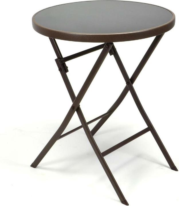 Produktbild VCM Bistrotisch mit Glasplatte klappbar Terrassentisch Glastisch braun Ø 60 cm Stahl (60 cm)