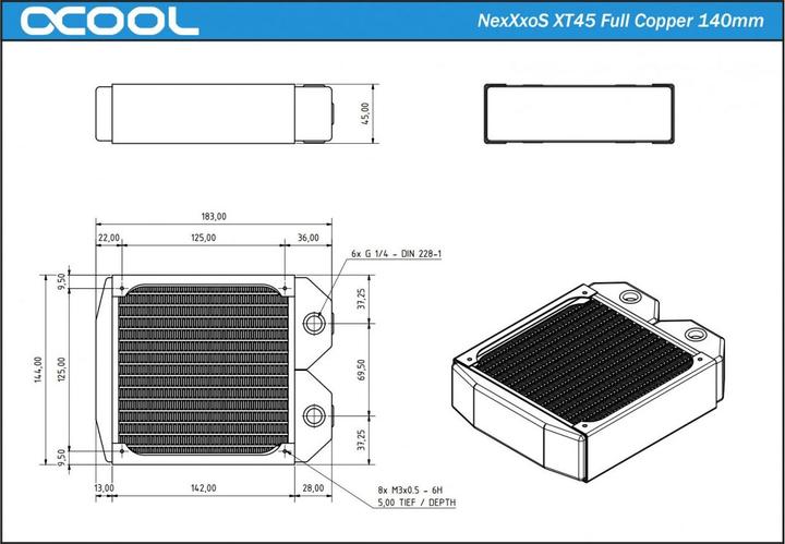 Actual product image Alphacool NexXxoS XT45 Full Copper 140mm (140 mm)