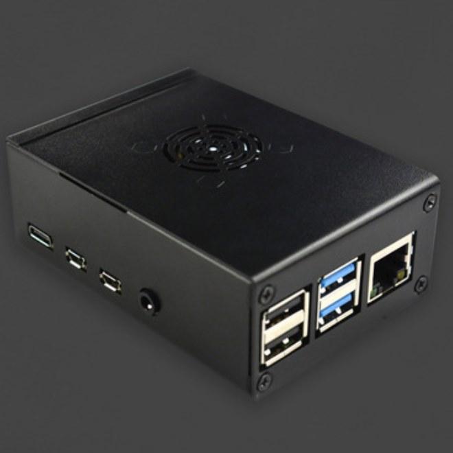Produktbild DFRobot Raspberry Pi 4 Metallgehäuse mit Kühlkörper und Silent Lüfter