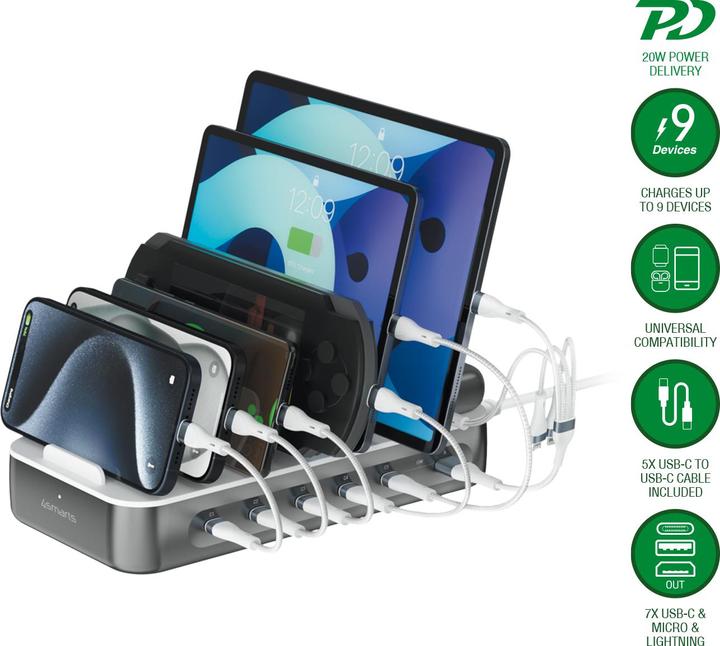 Actual product image 4smarts Charging station Team 100W 5C/1A incl. 6 cables (100 W)
