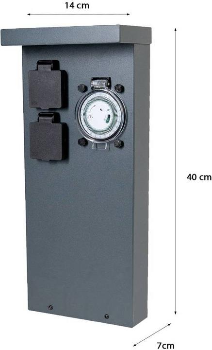 Immagine prodotto Grafner Colonnina in acciaio inox con timer 2 prese da esterno Presa da giardino antracite