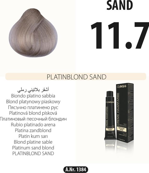 FemMas 11.7) Haarfarbe Platinblond Sand 100ml (Platinblond Sand)