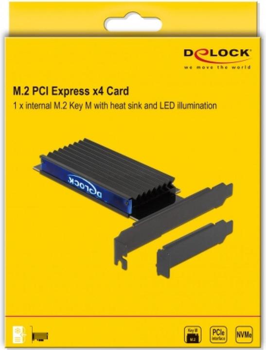 Productafbeelding Delock Host Bus Adapter PCIe x4 - M.2, NVMe, Key M, RGB LED