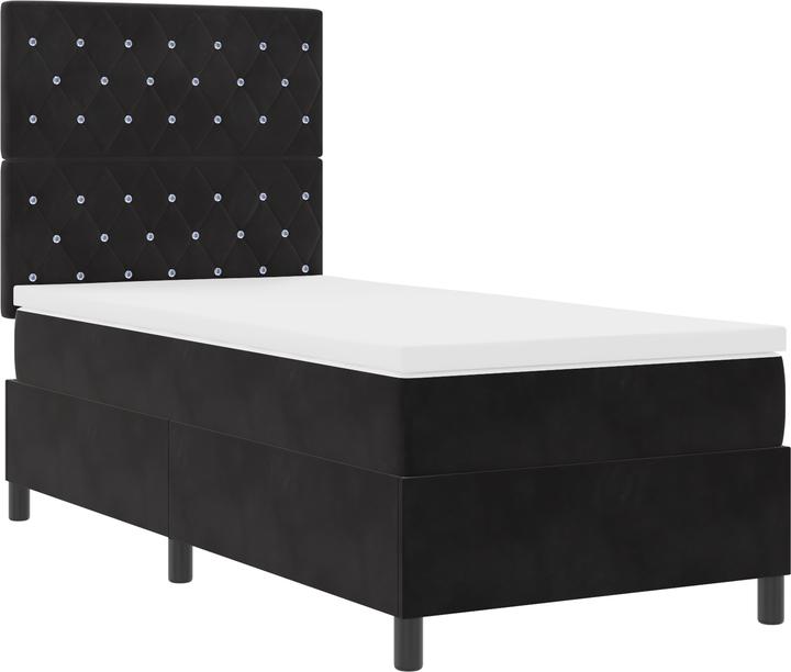 Actual product image VidaXL LED box spring bed with mattress black 100x200 cm velvet (100 x 200 cm, Spring core)