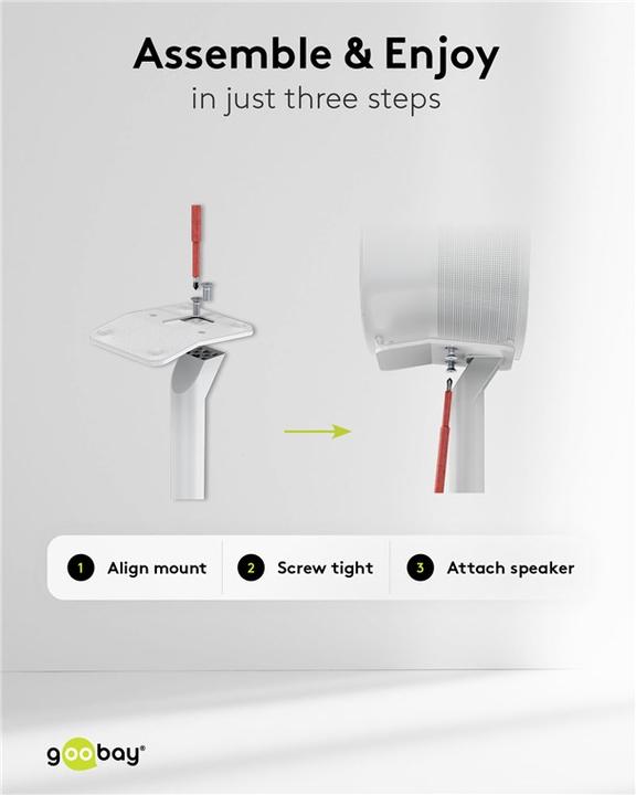 Produktbild Goobay Lautsprecherständer Modern Era 3 Base, weiss (Set, Ständer, Schwenkbar)