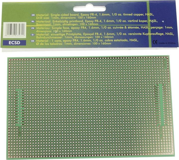 Actual product image Velleman Europlatine Centronix/Sub-D Sample - 100 x 060 mm (Circuit board)