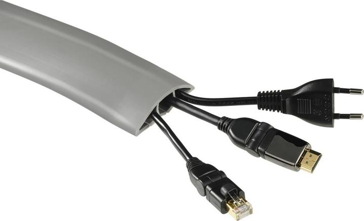 Actual product image Hama Flexible cable duct, self-adhesive, semi-circular, 180 x 6 x 1 cm, PVC, grey (Duct, 180 cm)