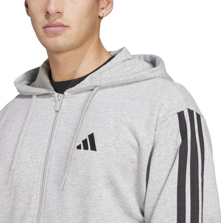 Immagine prodotto adidas Felpa con cappuccio Essential Three Stripes French Terry Fullzip da uomo, Grigio medio/Nero, XL (XL)